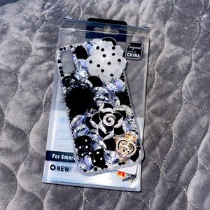 IPhone XS bling phone case with crown flowers